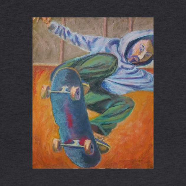 Confidence Skateboarder Pastel Painting CON3058 by missdebi27